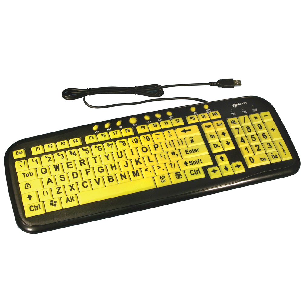 Geemarc standard keyboard with Extra Large digits black Connevans