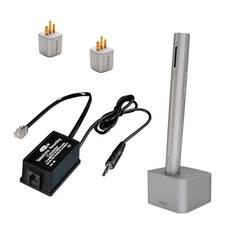 Phonak Roger Pen transmitter and two Roger X receivers (type 03) Telephone Bundle Connevans