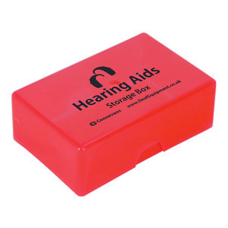 Hearing Aids Storage Box red Connevans