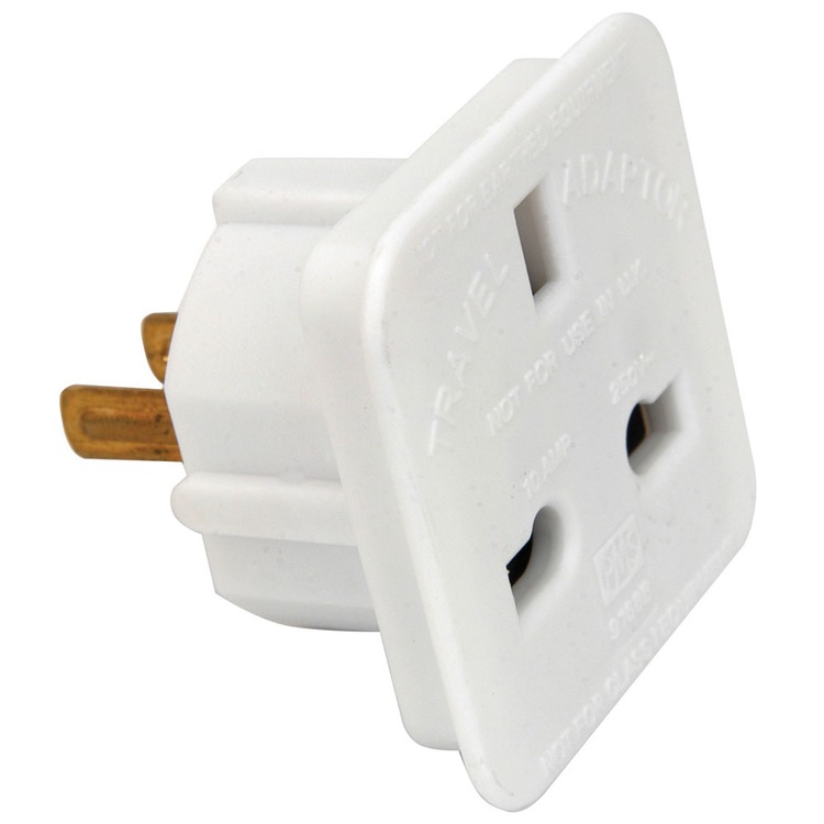 UK 13 amp socket to 2 pin American plug travel adaptor Connevans
