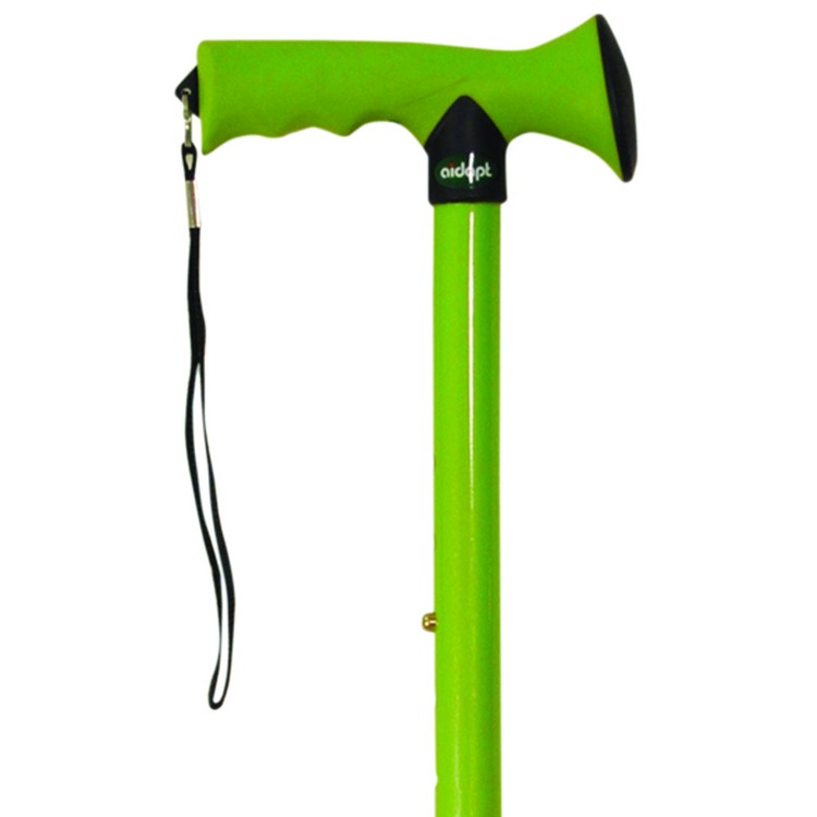Green Folding Rubber Handled Walking Stick Connevans