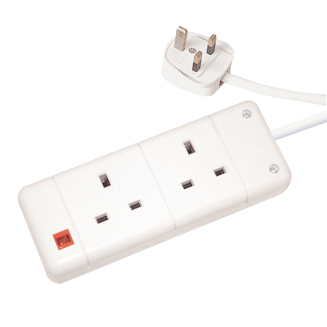 2 way socket UK extension leads (2 gang) Connevans