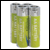 Pack of 4 AA 2200mA Green NiMH Rechargeable battery