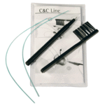 A mini tool set in plastic storage pouch - with cleaning brush, wax pick and two vent cleaners