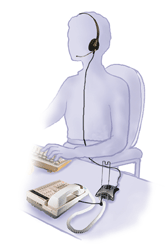 person wearing phone headset