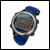 Vibralite12 vibrating watch with blue and red velcro strap