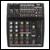 6-channel audio mixer with 10 inputs.