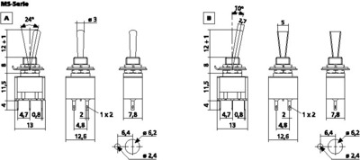 Precision toggle switch - 1 x ON/OFF/(ON) | Connevans