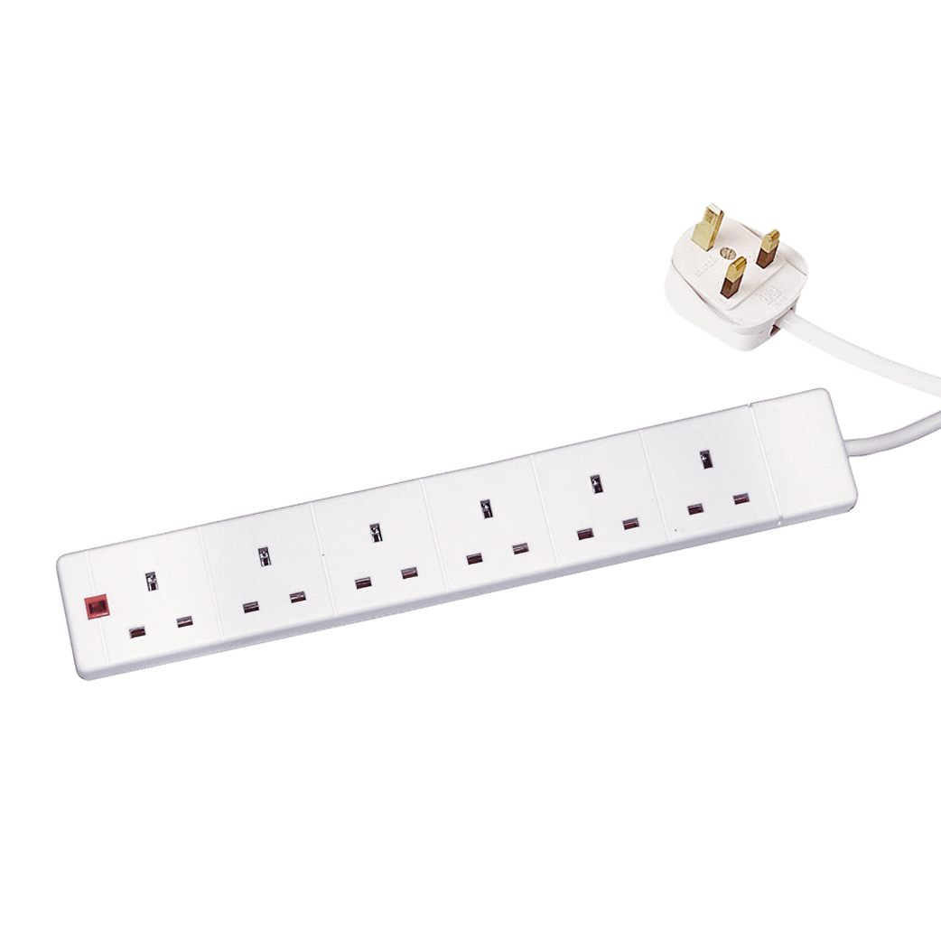 6 way socket UK extension leads (6 gang) Connevans