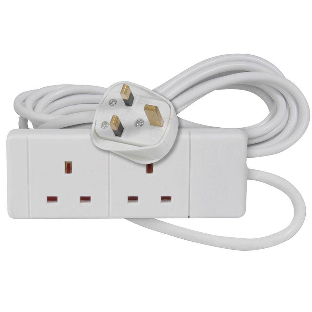 2 way socket UK extension leads (2 gang) Connevans